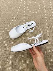Kitlife Loewe Toy Ankle-strap White Leather Ballerinas Shoes  - 3