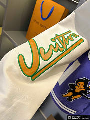 Kitlife Louis Vuitton Multi-Patches Mixed Leather Varsity Jacket Purple & White - 6