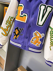 Kitlife Louis Vuitton Multi-Patches Mixed Leather Varsity Jacket Purple & White - 5