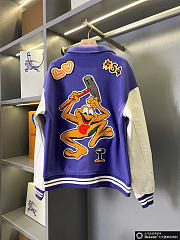 Kitlife Louis Vuitton Multi-Patches Mixed Leather Varsity Jacket Purple & White - 4