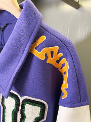 Kitlife Louis Vuitton Multi-Patches Mixed Leather Varsity Jacket Purple & White - 3