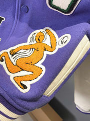 Kitlife Louis Vuitton Multi-Patches Mixed Leather Varsity Jacket Purple & White - 2