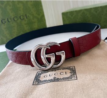 Kitlife Gucci Reversible GG Marmont Belt Red & Black With Silver Hardware 