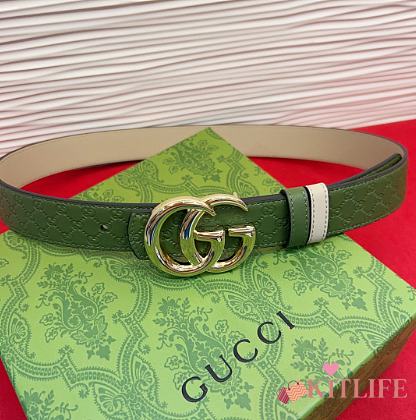 Kitlife Gucci Reversible GG Marmont Belt Green & Beige With Gold Hardware  - 1