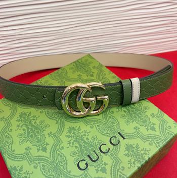 Kitlife Gucci Reversible GG Marmont Belt Green & Beige With Gold Hardware 