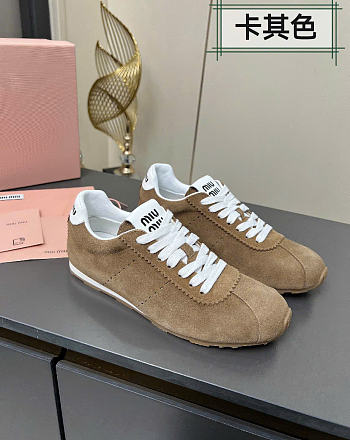 Kitlife Miu Miu Plume Beige Suede Sneakers 