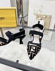 Kitlife Fendi Colibri Lite Black Velvet FF Logo Pointed Slingbacks  - 6