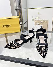 Kitlife Fendi Colibri Lite Black Velvet FF Logo Pointed Slingbacks  - 3