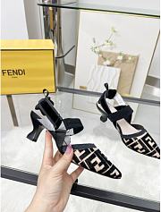 Kitlife Fendi Colibri Lite Black Velvet FF Logo Pointed Slingbacks  - 2