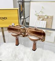 Kitlife Fendi Colibri Lite Beige Velvet FF Logo Pointed Slingbacks  - 6