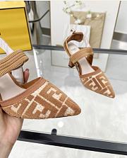 Kitlife Fendi Colibri Lite Beige Velvet FF Logo Pointed Slingbacks  - 5