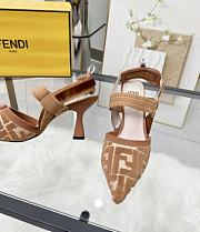 Kitlife Fendi Colibri Lite Beige Velvet FF Logo Pointed Slingbacks  - 4