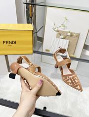 Kitlife Fendi Colibri Lite Beige Velvet FF Logo Pointed Slingbacks  - 2
