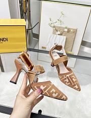 Kitlife Fendi Colibri Lite Beige Velvet FF Logo Pointed Slingbacks  - 3