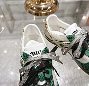 Kitlife Miu Miu Green Gymnasium Technical Fabric And Python-Print Ayers Leather Sneakers - 4