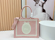 Kitlife Dior Medium Book Tote with Strap Celestial Pink Oblique Embroidery with White Lace and Dior Médaillon 36x27.5x16.5cm - 1