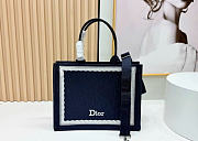 Kitlife Dior Medium Book Tote with Strap Celestial Blue Oblique Embroidery with White Lace and Dior Médaillon 36x27.5x16.5cm - 2