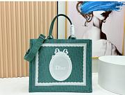 Kitlife Dior Medium Book Tote with Strap Celestial Green Oblique Embroidery with White Lace and Dior Médaillon 36x27.5x16.5cm  - 1