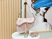 Kitlife Dior Small Saddle Bag with Strap Rose Soupir Dior Oblique Embroidery and White Lace 20x16x5cm - 1
