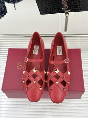 Kitlife Valentino Garavani Studdy Rockstud Ballet Flats Red - 1