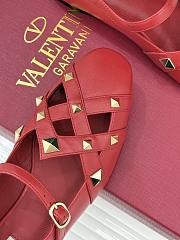 Kitlife Valentino Garavani Studdy Rockstud Ballet Flats Red - 5