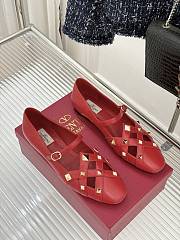 Kitlife Valentino Garavani Studdy Rockstud Ballet Flats Red - 3