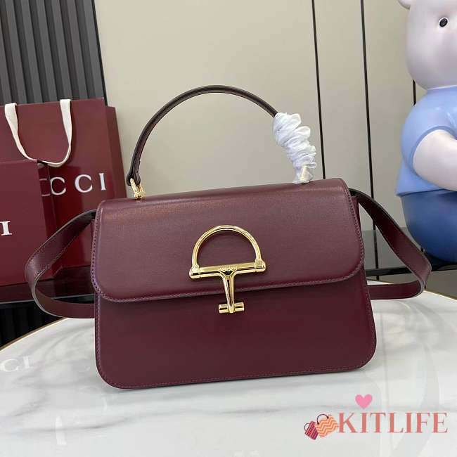 Kitlife Gucci Siena Small Top Handle Bag Burgundy 855536 25.5x16x9cm  - 1
