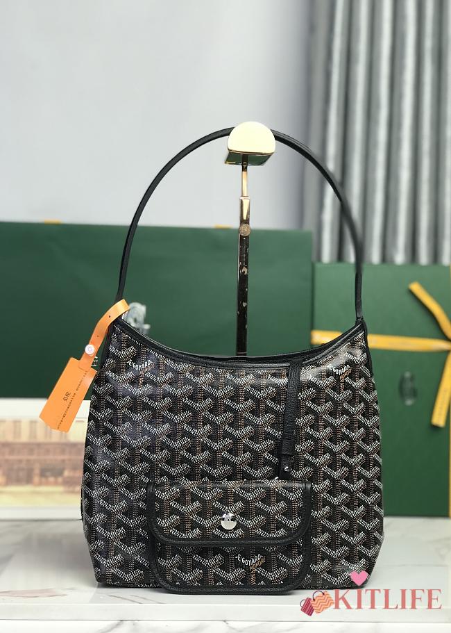 Kitlife Goyard Mini Bohème Hobo Goyardine Canvas Black Bag 120250 26x11x22cm  - 1