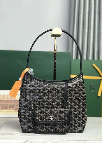 Kitlife Goyard Mini Bohème Hobo Goyardine Canvas Black Bag 120250 26x11x22cm 