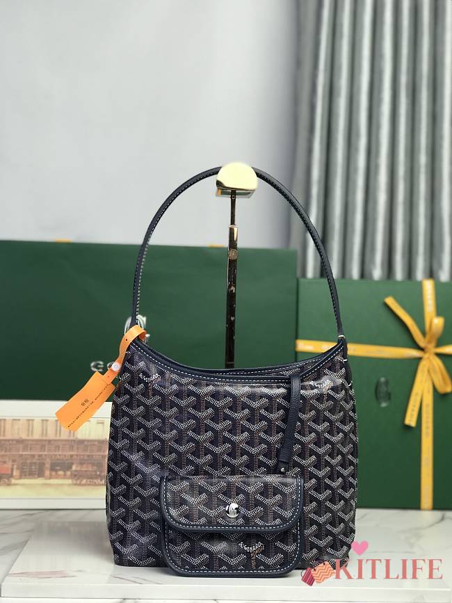 Kitlife Goyard Mini Bohème Hobo Goyardine Canvas Dark Blue Bag 120250 26x11x22cm  - 1