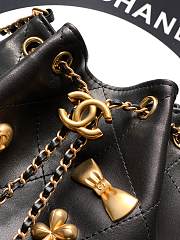 Kitlife Chanel 25K Bow-Tie Bucket Bag Black Calfskin Leather 16x16x12.5cm - 5