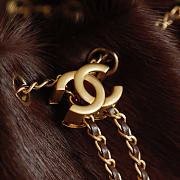 Kitlife Chanel 25C Drawstring Bucket Hobo Bag Chocolate Pony Hair 30x26x14cm - 5