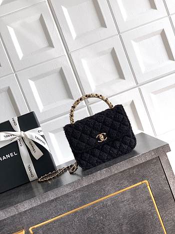 Kitlife Chanel Clutch With Chain Black Tweed, Imitation Pearls & Gold-Tone Metal AP4975 10.5x15x5.5cm