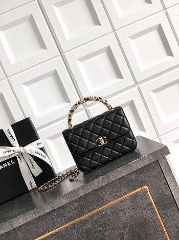 Kitlife Chanel Clutch With Chain Black Calfskin, Imitation Pearls & Gold-Tone Metal AP4975 10.5x15x5.5cm 