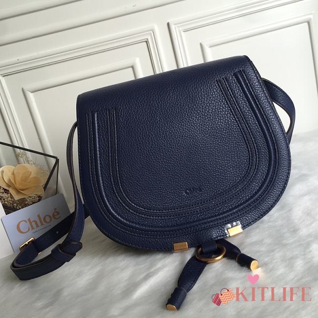 Kitlife Chloe Marcie Crossbody Bag in Dark Blue Calfskin 24x20x10cm - 1