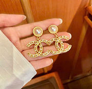 Kitlife Chanel CC Crystal Pearl Earrings  - 2