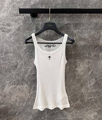 Kitlife Dior Tank Top White Ribbed Cotton Jersey 
