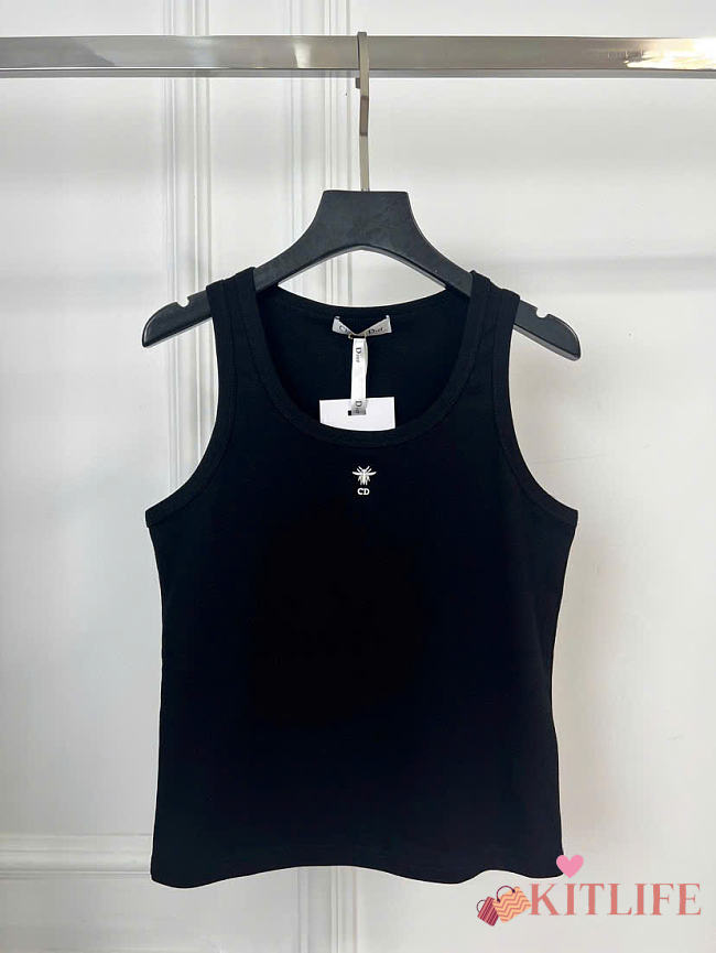 Kitlife Dior Tank Top Black Ribbed Cotton Jersey  - 1