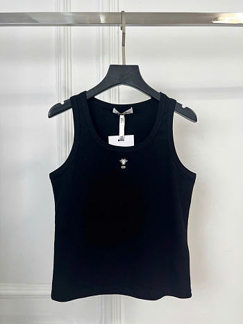 Kitlife Dior Tank Top Black Ribbed Cotton Jersey 