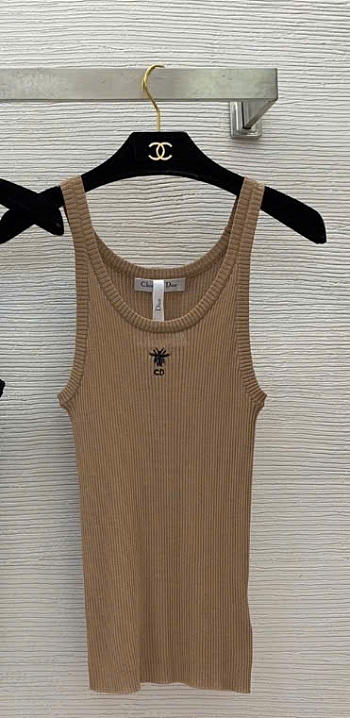 Kitlife Dior Tank Top Beige Ribbed Cotton Jersey