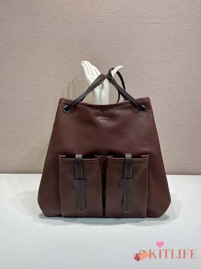 Kitlife Prada Route Large Leather Bag Cocoa Brown 1BC293 39x33cm - 1