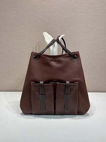 Kitlife Prada Route Large Leather Bag Cocoa Brown 1BC293 39x33cm