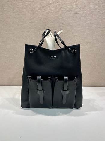 Kitlife Prada Route Large Leather Bag Black 1BC293 39x33cm 