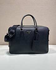 Kitlife Prada Saffiano Black Leather Briefcase 40x27x10.5cm - 1
