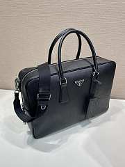 Kitlife Prada Saffiano Black Leather Briefcase 40x27x10.5cm - 5