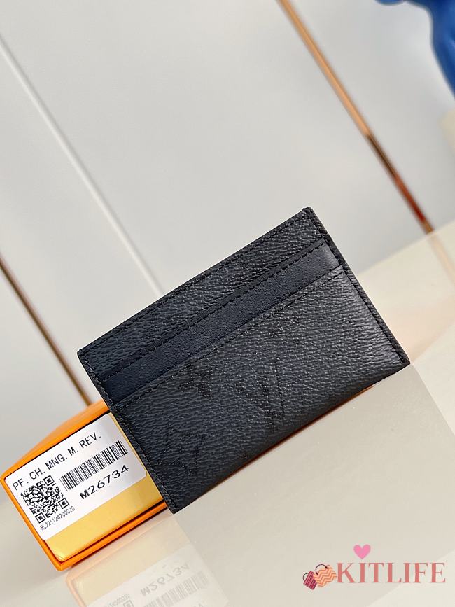 Kitlife Louis Vuitton Double Card Holder Black M26734 11x7x1.5cm - 1