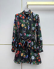 Kitlife Gucci Printed Silk Twill Dress in Multicolor Black - 1