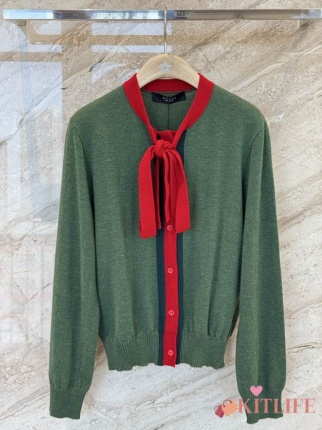 Kitlife Gucci Knit Wool Cashmere Cardigan With Web  - 1