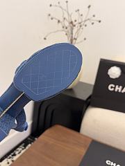 Kitlife Chanel 26 Classic Double C High-Heeled Platform Sandals Blue Denim - 6