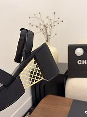 Kitlife Chanel 26 Classic Double C High-Heeled Platform Sandals Black Denim - 5
